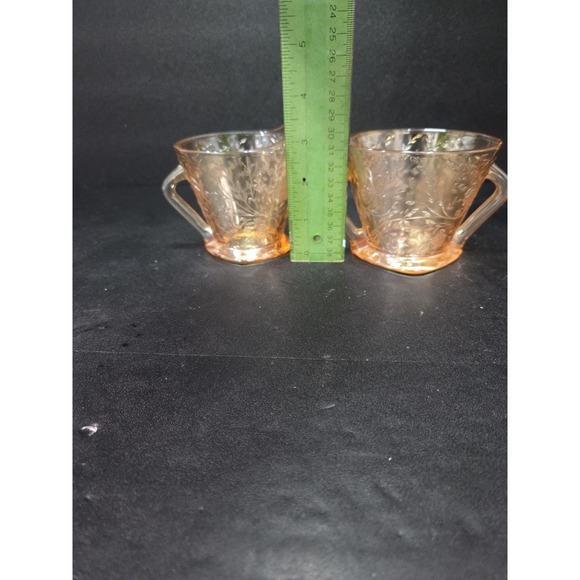 Jeanette Floragold Sugar & Creamer, Iridescent Glass Set, Vintage Carnival Glass - Picture 8 of 9